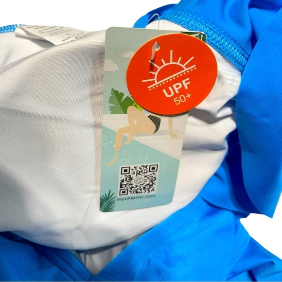 Charmo Ruffled One Piece High Cut Bathing Suits Backless Monokini Swimwear - Picture 8 of 9